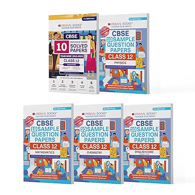 Oswaal CBSE 10 Previous Years' Solved Papers & Sample Question Papers Class 12 (English Core, Physics, Chemistry & Mathematics) (Set of 5 Books) (For Board Exams 2024)