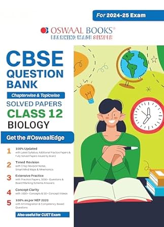 Oswaal CBSE Question Bank Class 12 Biology, Chapterwise and Topicwise Solved Papers For Board Exams 2025