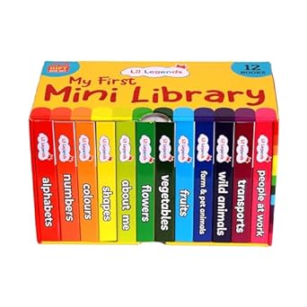 Oswaal Lil Legends Mini Library - Box Set | Volume 1- 12 Books - Alphabet | Numbers | Colours | Shapes | About Me | Flowers | Vegetables | Fruits | Farm & pet animals | Wild animals | Transports | People at work