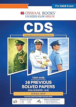 Oswaal CDS (Combined Defence Services) 16 Solved Papers Year-wise 2018-2025 (I & II) | English
