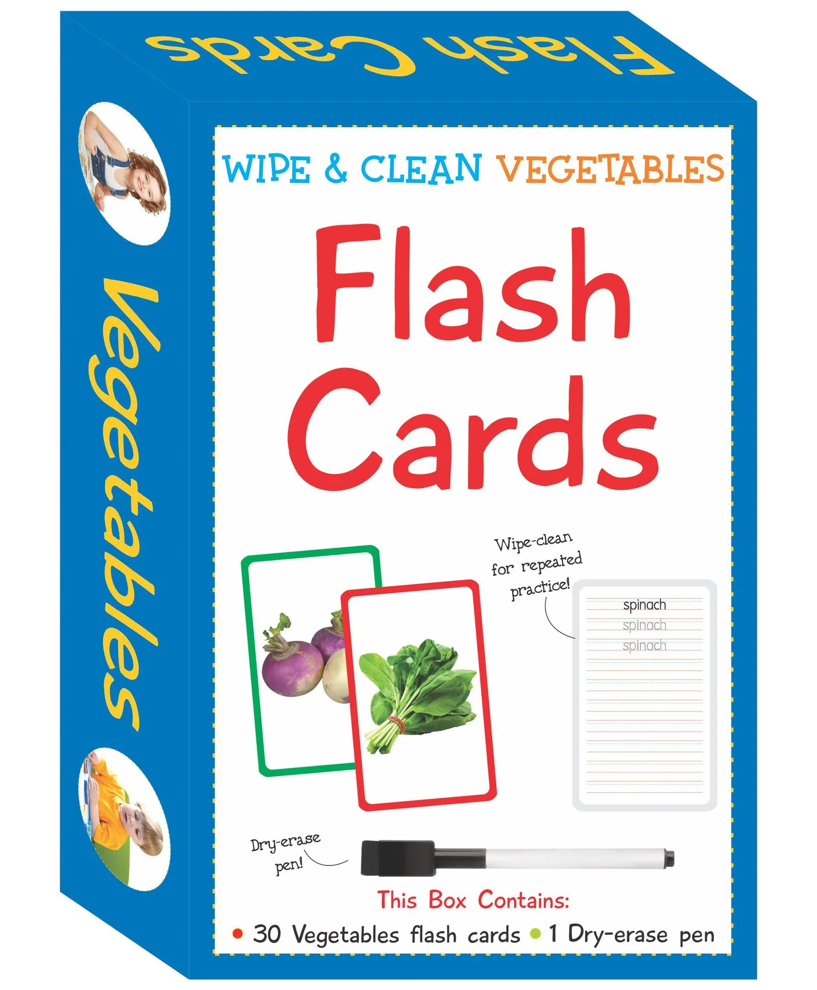 Wipe & Clean Flash Cards Vegetables Theme Multi Color - Pack of 30