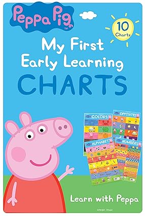PEPPA PIG - MY FIRST EARLY LEARNING CHARTS : LEARNING WITH PEPPA (10 CHARTS - ALPHABET, ANIMALS, BIRDS, COLORS, FRUITS, NUMBERS, OPPOSITES, SHAPES, TRANSPORT, VEGETABLES) 