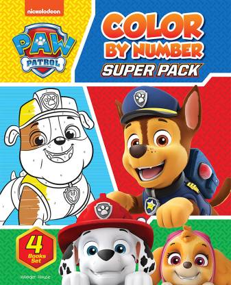 Paw Patrol Color By Number Super Boxset : Pack of 4 Coloring Books For Kids