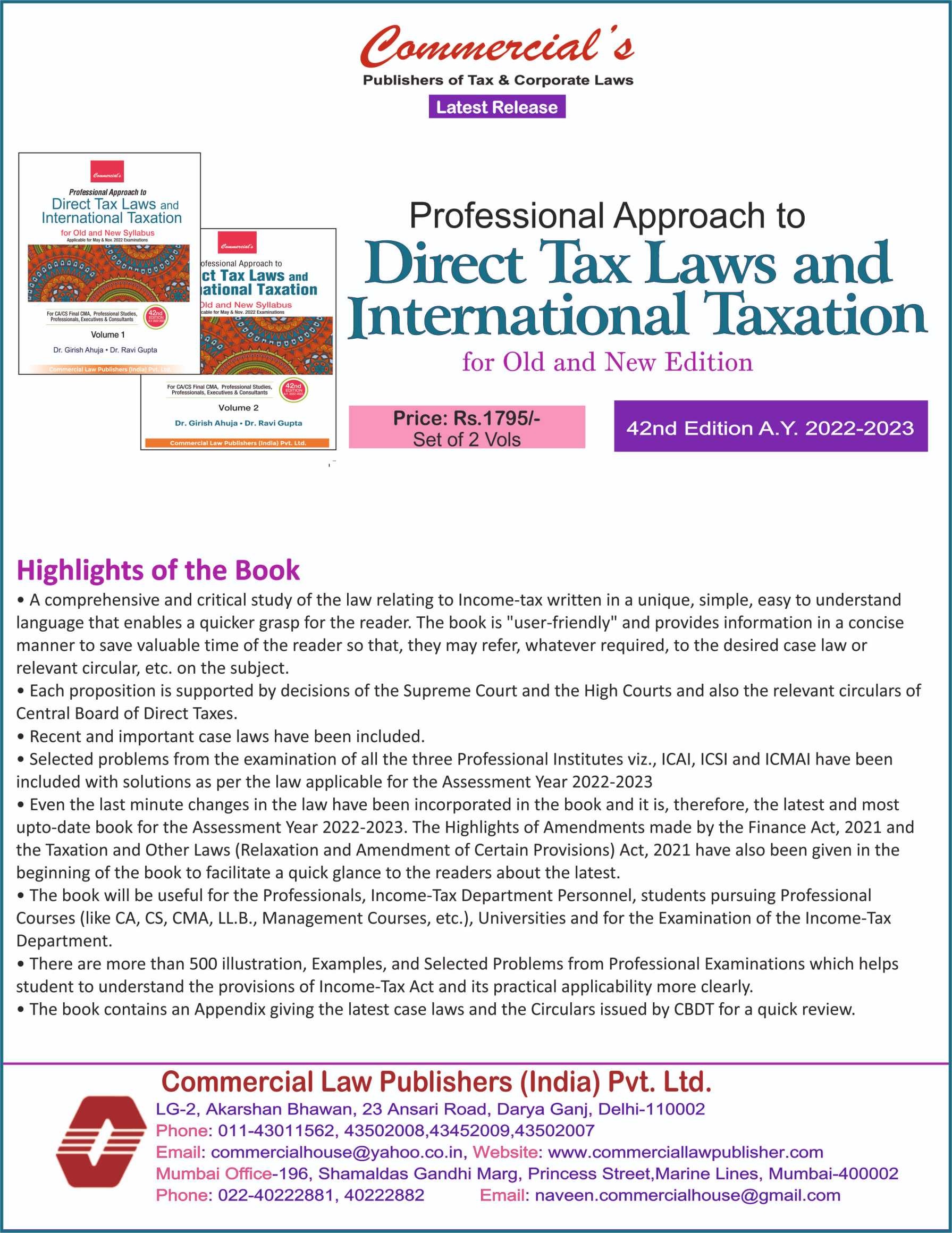 Direct Tax Laws & International Taxation - 2 Vols. Set 42nd edition