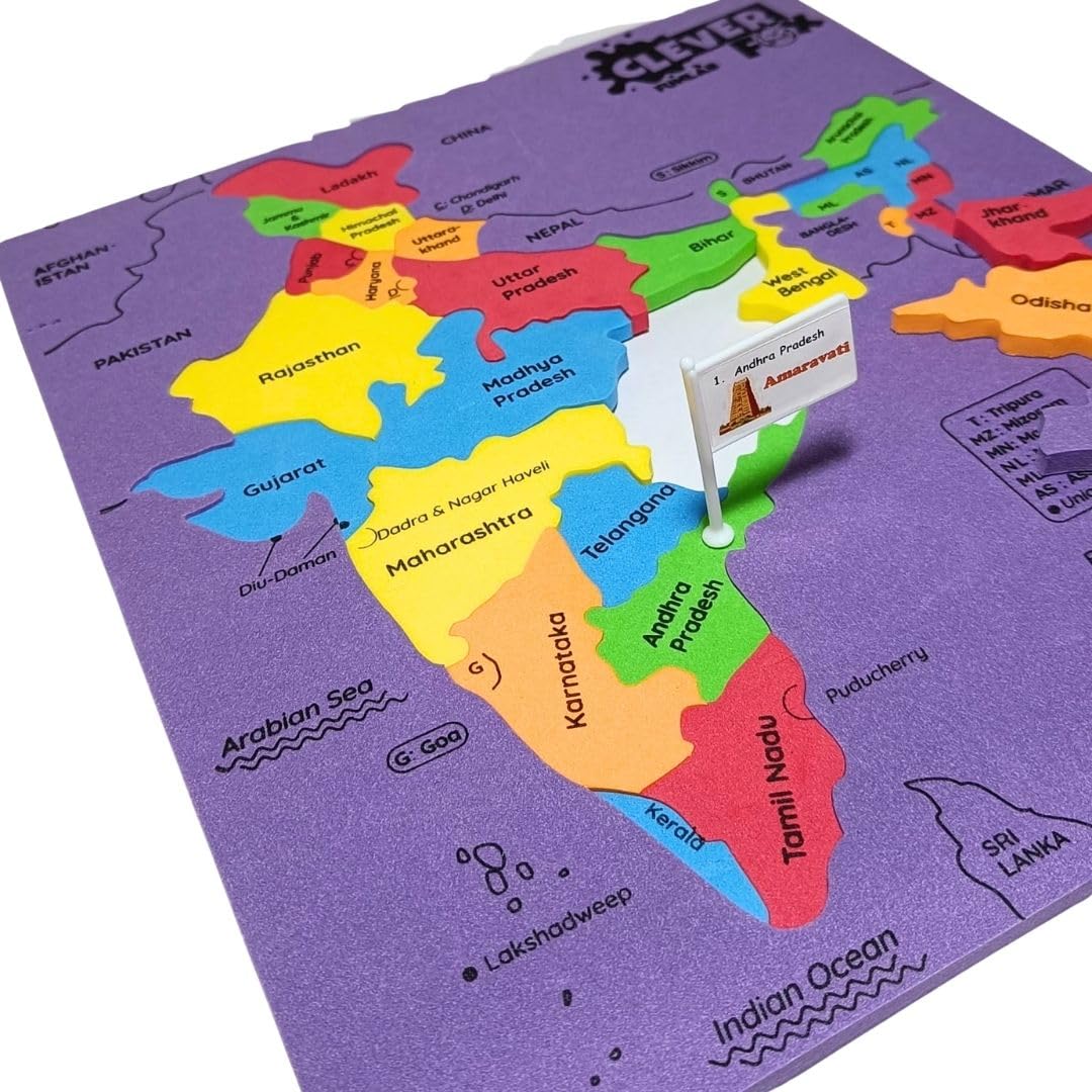 Puzzle My India | Educational India Map Puzzle Toy | Jigsaw Puzzle with State-Shaped Pieces & Mini Flags for Learning Indian States & Capitals (India Map - States & Capitals & Flags)