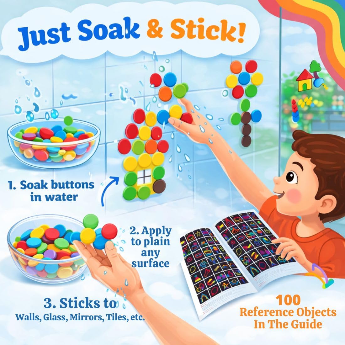 Clever Fox Funlab Water Sticking Activity Toys (Magic Circles (240 Circles))